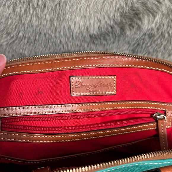Dooney & Bourke Turquoise and Brown Satchel Shoulder Purse - Picture 6 of 12